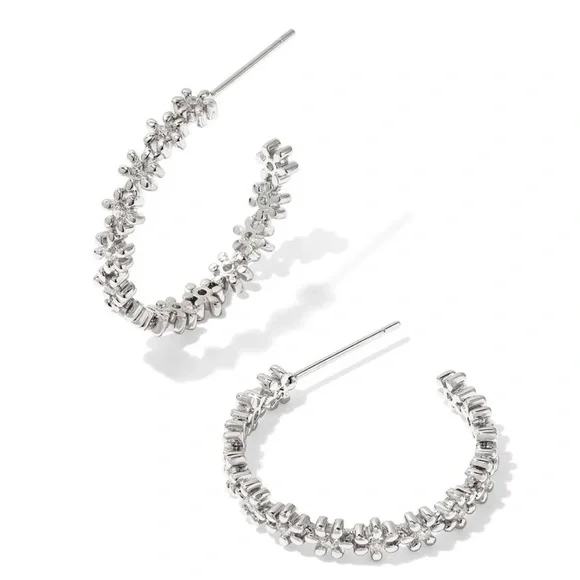 Kendra Scott Silver Nydia Hoop Earrings with daisy like detail. - Picture 1 of 3